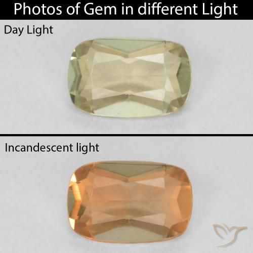 0.59ct Natural Luz amarela Diásporo com mudança de cor, Almofada, VVS-VS