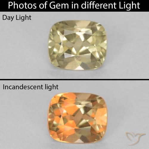 0.63ct Natural Luz amarela Diásporo com mudança de cor, Almofada, VVS-VS