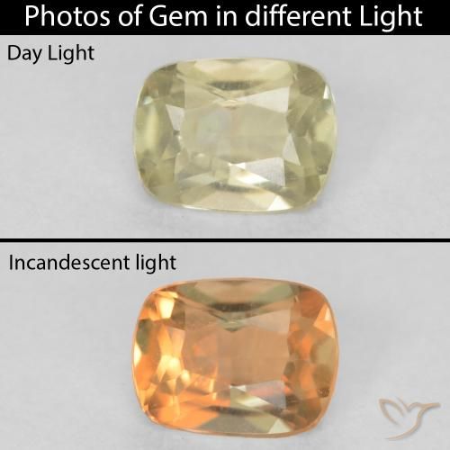 0.45ct Natural Luz amarela Diásporo com mudança de cor, Almofada, VVS-VS