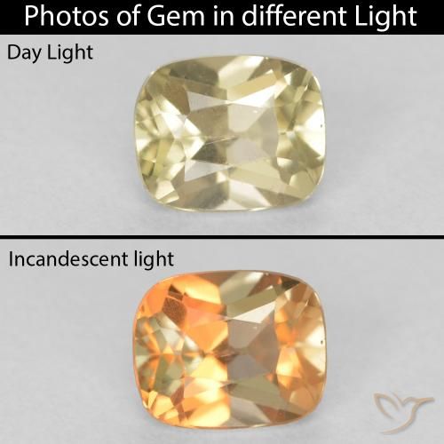 0.72ct Natural Luz amarela Diásporo com mudança de cor, Almofada, VVS-VS