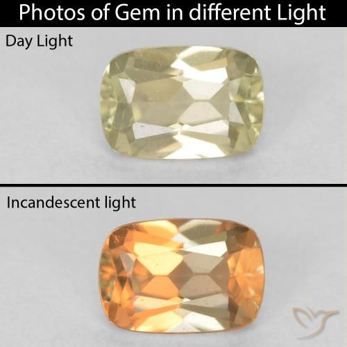 0.74ct Natural Luz amarela Diásporo com mudança de cor, Almofada, VVS-VS