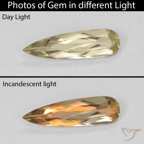 0.84ct Natural Luz amarela Diásporo com mudança de cor, Formato de pêra, VVS-VS