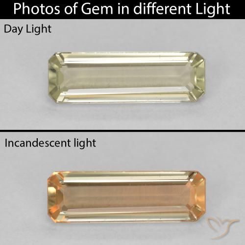 1.33ct Natural Luz amarela Diásporo com mudança de cor, Corte Esmeralda, VVS-VS