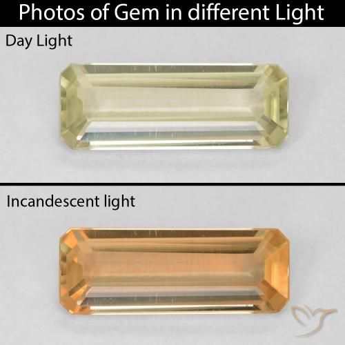 0.91ct Natural Luz amarela Diásporo com mudança de cor, Corte Esmeralda, VVS