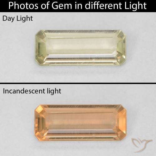 0.80ct Natural Luz amarela Diásporo com mudança de cor, Corte Esmeralda, VVS