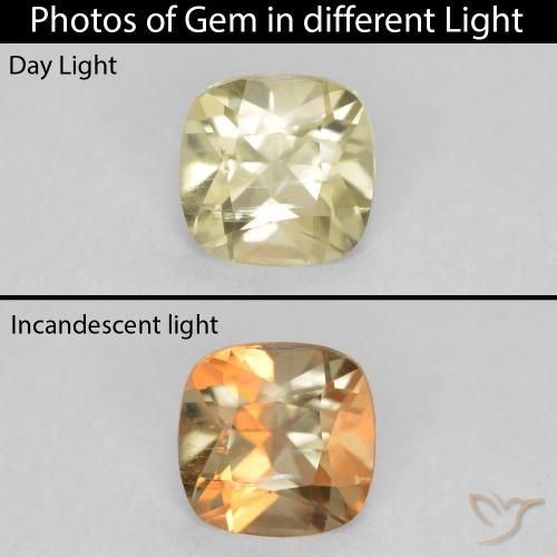 0.75ct Natural Luz amarela Diásporo com mudança de cor, Almofada, VS