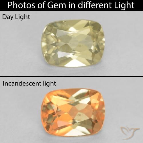 0.78ct Natural Luz amarela Diásporo com mudança de cor, Almofada, VS