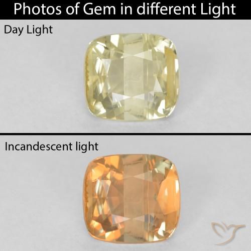 0.76ct Natural Luz amarela Diásporo com mudança de cor, Almofada, VS-SI