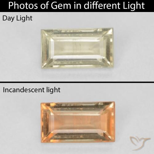 0.53ct Natural Luz amarela Diásporo com mudança de cor, baguete, VS