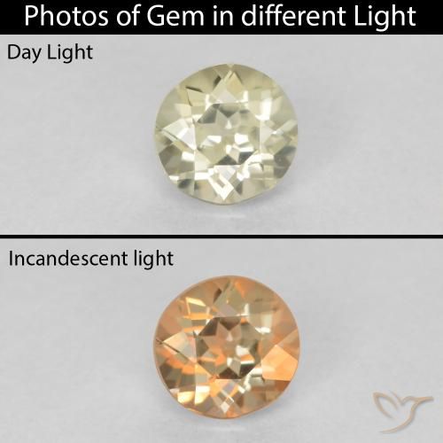 0.30ct Natural Luz amarela Diásporo com mudança de cor, Redondo, VS