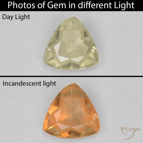 0.55ct Natural amarelo bege Diásporo com mudança de cor, Trilhão, VS