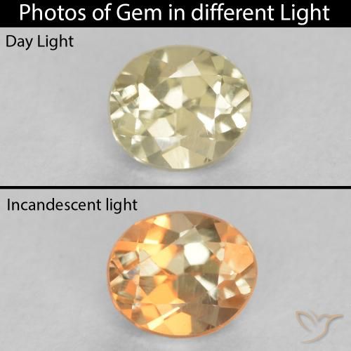 0.35ct Natural Luz amarela Diásporo com mudança de cor, oval, VS