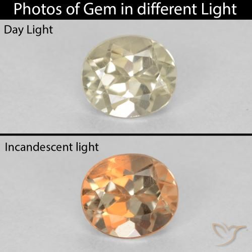 0.60ct Natural Luz amarela Diásporo com mudança de cor, oval, VS
