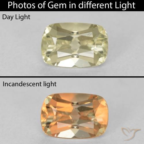 0.97ct Natural Luz amarela Diásporo com mudança de cor, Almofada, VVS