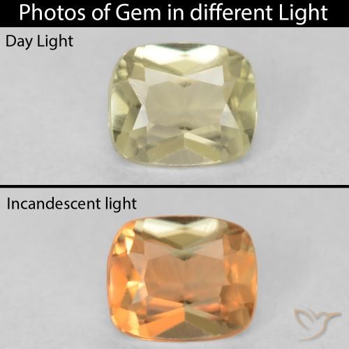 0.56ct Natural Luz amarela Diásporo com mudança de cor, Almofada, VVS