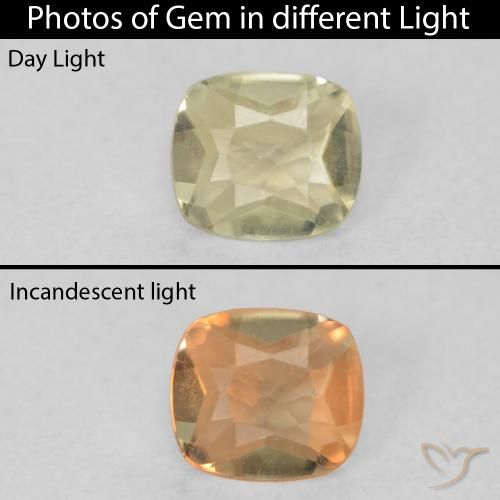 0.38ct Natural Luz amarela Diásporo com mudança de cor, Almofada, VVS