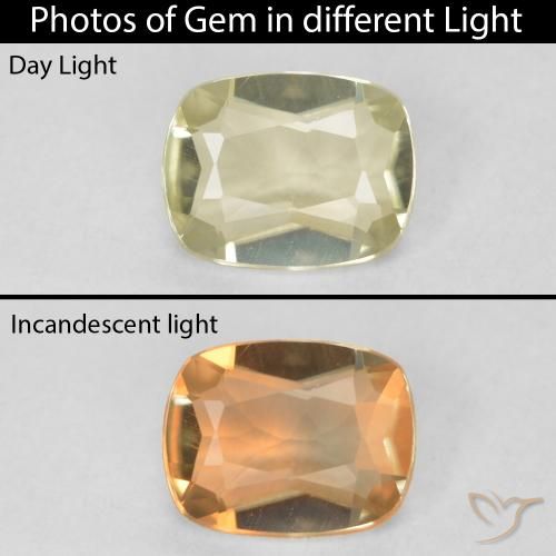 0.50ct Natural Luz amarela Diásporo com mudança de cor, Almofada, VVS