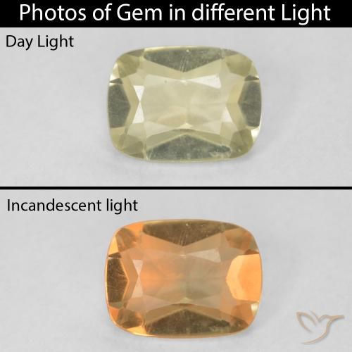 0.76ct Natural Luz amarela Diásporo com mudança de cor, Almofada, VVS