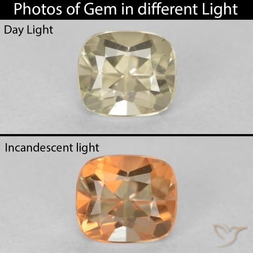 0.68ct Natural Luz amarela Diásporo com mudança de cor, Almofada, VVS