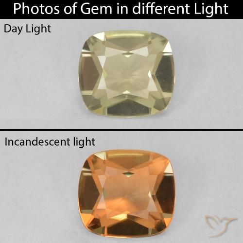 0.68ct Natural Luz amarela Diásporo com mudança de cor, Almofada, VVS