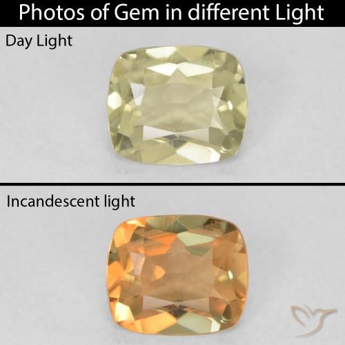 0.89ct Natural Luz amarela Diásporo com mudança de cor, Almofada, VVS