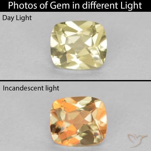 0.79ct Natural Luz amarela Diásporo com mudança de cor, Almofada, VVS