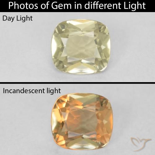 1.04ct Natural Luz amarela Diásporo com mudança de cor, Almofada, VVS