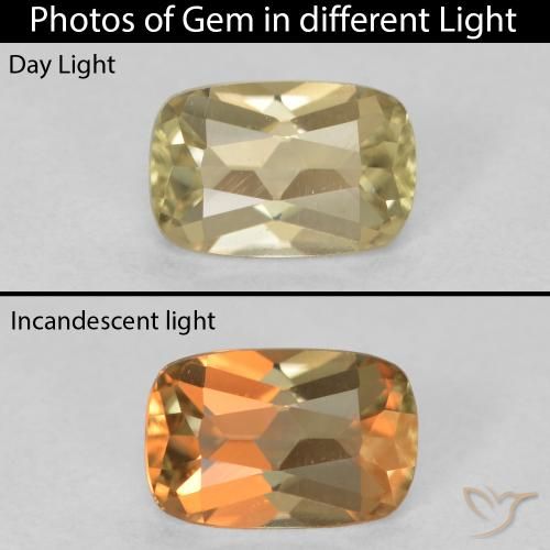 1.01ct Natural Luz amarela Diásporo com mudança de cor, Almofada, VVS