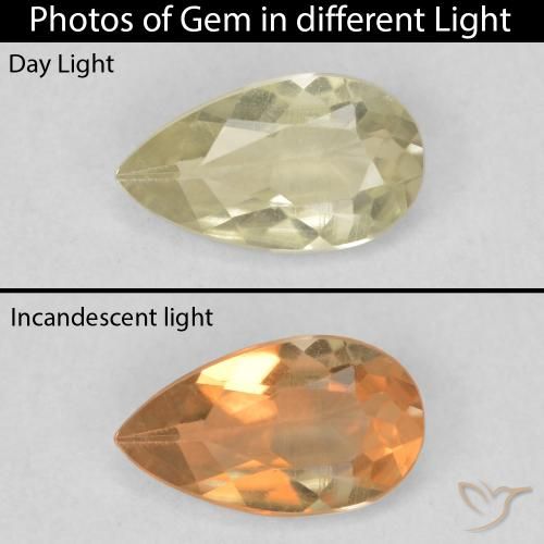0.54ct Natural Luz amarela Diásporo com mudança de cor, Formato de pêra, VVS-VS