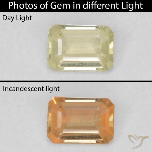 0.55ct Natural Luz amarela Diásporo com mudança de cor, Corte Esmeralda, VVS-VS
