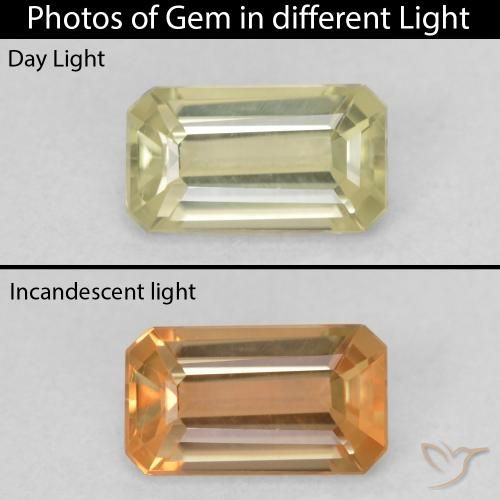 0.88ct Natural Luz amarela Diásporo com mudança de cor, Corte Esmeralda, VVS-VS