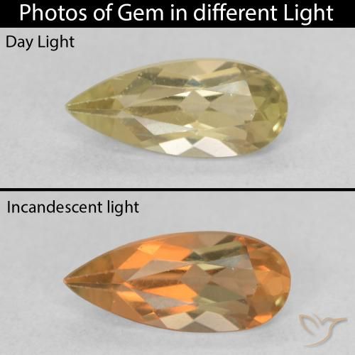 0.80ct Natural Luz amarela Diásporo com mudança de cor, Formato de pêra, VVS-VS