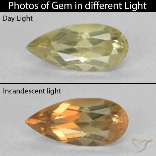 0.99ct Natural Luz amarela Diásporo com mudança de cor, Formato de pêra, VS