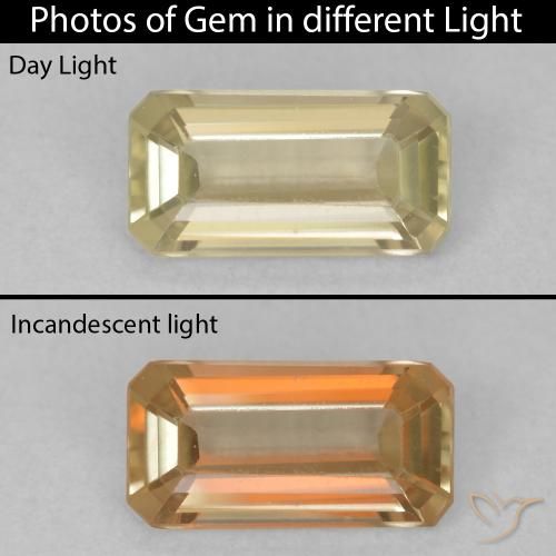 0.87ct Natural Luz amarela Diásporo com mudança de cor, Corte Esmeralda, VVS