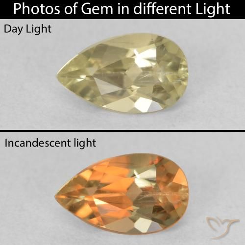 0.64ct Natural Luz amarela Diásporo com mudança de cor, Formato de pêra, VS-SI