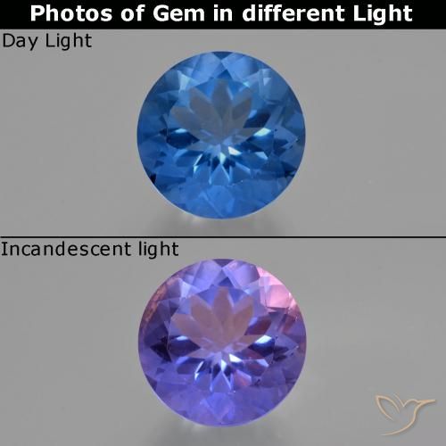 12.25ct Natural Azul escuro Fluorita que muda de cor, Redondo, VS