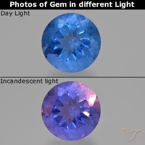 15.04ct Natural Azul profundo Fluorita que muda de cor, Redondo, VS