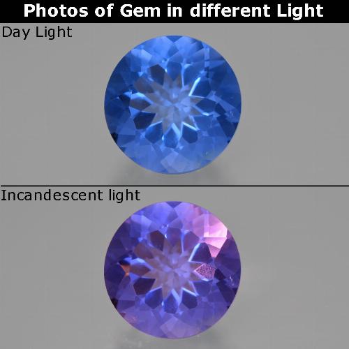 Fluorita de mudança de cor azul escuro natural 13,98ct, corte redondo, VS