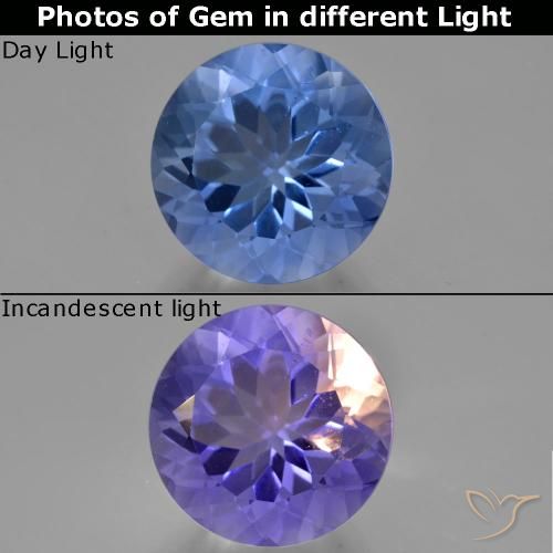 14.74ct Natural Azul escuro Fluorita que muda de cor, Redondo, VS