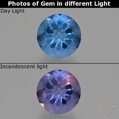 11.21ct Natural Azul-marinho Fluorita que muda de cor, Redondo, VS