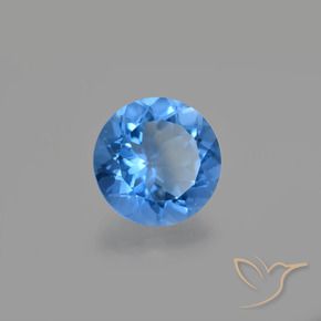 Fluorita que muda de cor azul egípcio Natural 13.41ct, Redondo, VS