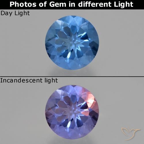 11.28ct Natural azul egípcio Fluorita que muda de cor, Redondo, VS