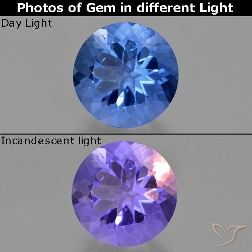 11.44ct Natural azul egípcio Fluorita que muda de cor, Redondo, VS