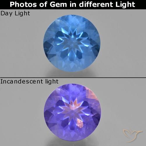11.82ct Natural azul egípcio Fluorita que muda de cor, Redondo, VS