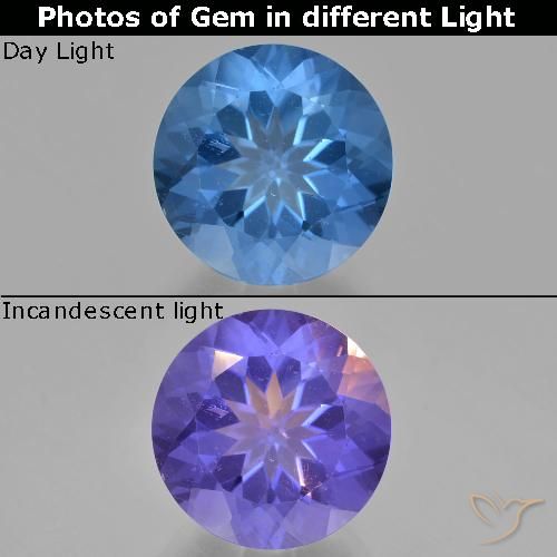 14.01ct Natural Azul claro Fluorita que muda de cor, Redondo, VS