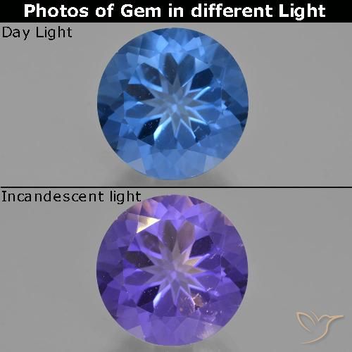 14.16ct Natural Azul escuro Fluorita que muda de cor, Redondo, VS