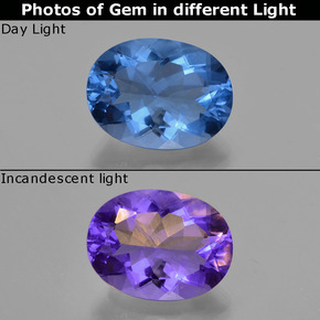 Fluorita de mudança de cor multicolorido natural 21,80ct, corte oval, VS