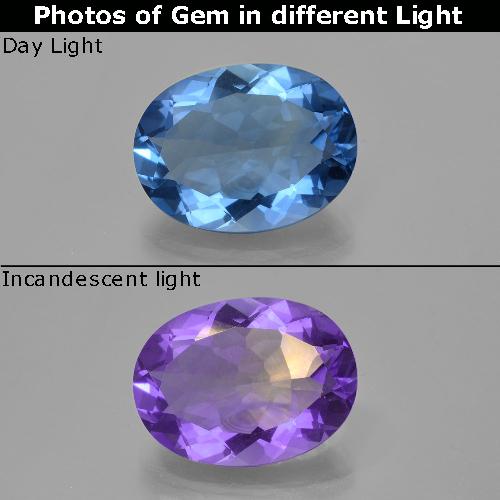 Fluorita de mudança de cor azul natural 18,62ct, corte oval, VS