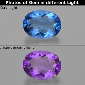 Fluorita de mudança de cor azul natural 19,78ct, corte oval, VS