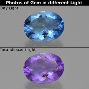 Fluorita de mudança de cor azul natural 20,59ct, corte oval, VS